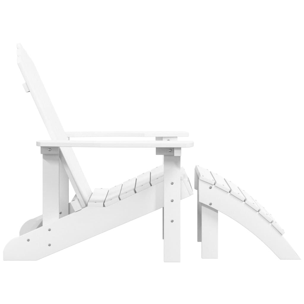 vidaXL Καρέκλα Κήπου Adirondack με Υποπόδιο Λευκή από HDPE