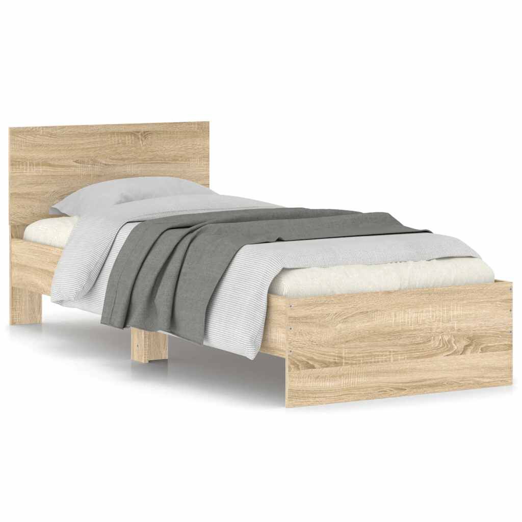 vidaXL Πλαίσιο Κρεβατιού με Κεφαλάρι Sonoma Δρυς 90x190 εκ. Επεξ. Ξύλο