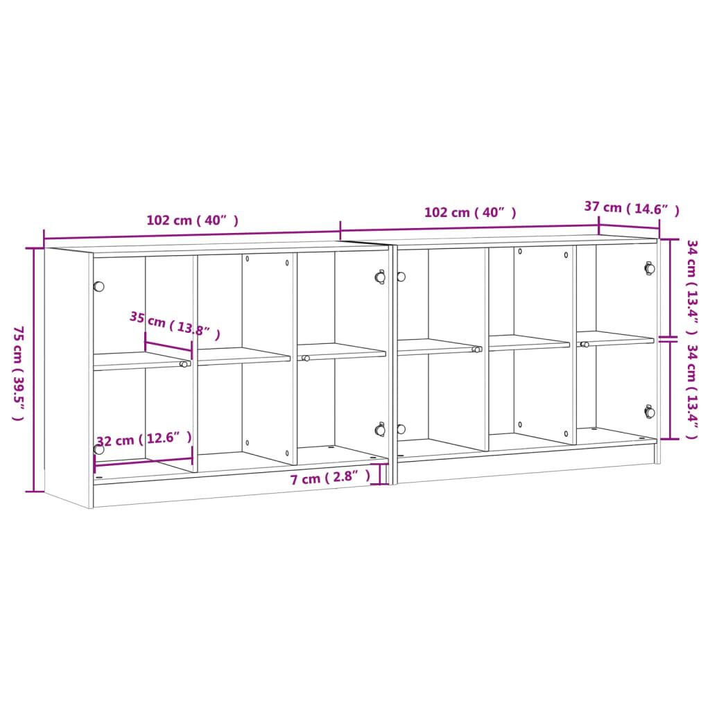vidaXL Βιβλιοθήκη με Πόρτες Λευκή 204x37x75 εκ. από Επεξεργ. Ξύλο