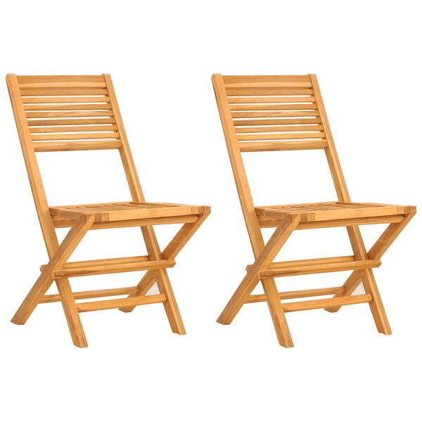 vidaXL Καρέκλες Κήπου Πτυσσόμενες 2 τεμ. 47x62x90 εκ. Μασίφ Ξύλο Teak
