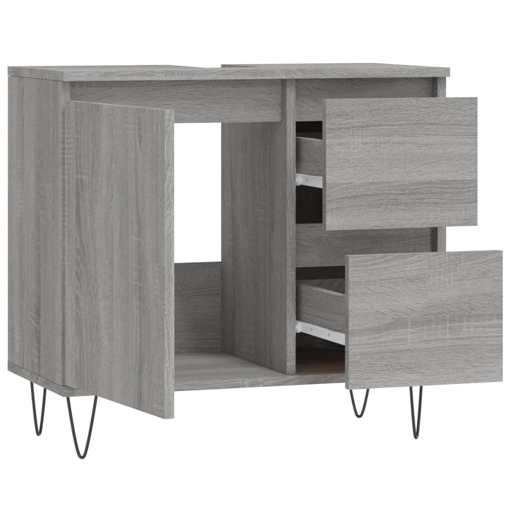 vidaXL Ντουλάπι Μπάνιου Γκρι Sonoma 65x33x60 εκ. Επεξεργασμένο Ξύλο