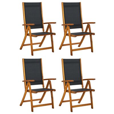 vidaXL Καρέκλες Πτυσσόμενες 4 τεμ. από Μασίφ Ξύλο Ακακίας/Τεξτιλίνη