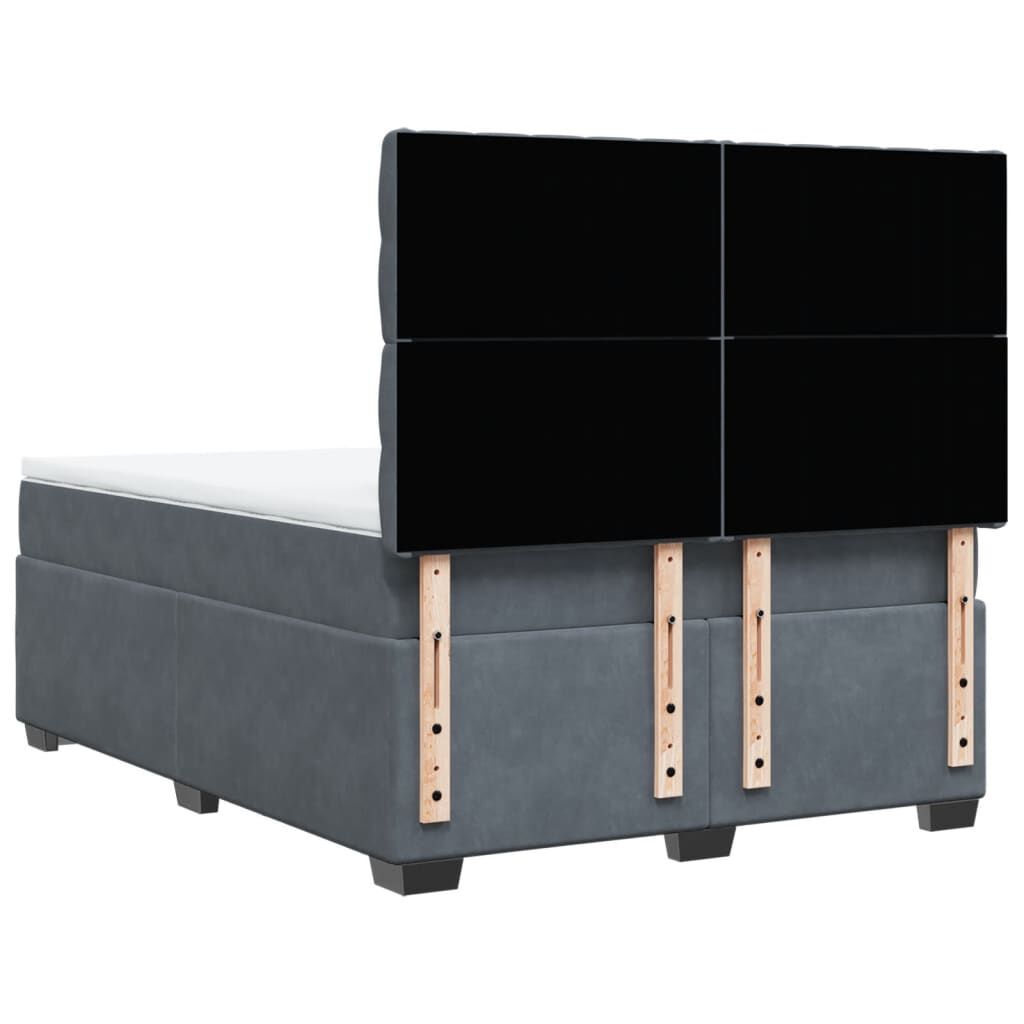 vidaXL Κρεβάτι Boxspring με Στρώμα Σκούρο Γκρι 140x190 εκ. Βελούδινο