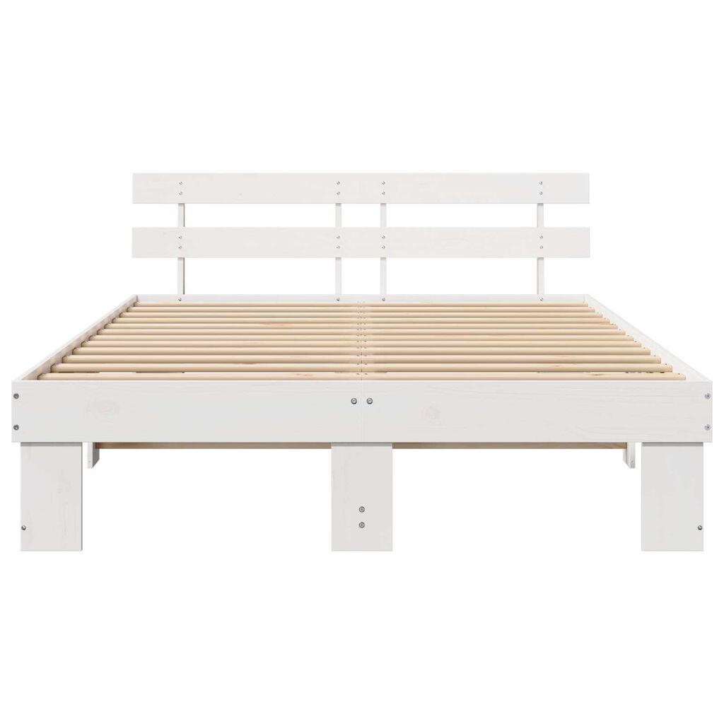 vidaXL Σκελετός Κρεβατιού Λευκό 150 x 200 cm Μασίφ ξύλο πεύκου