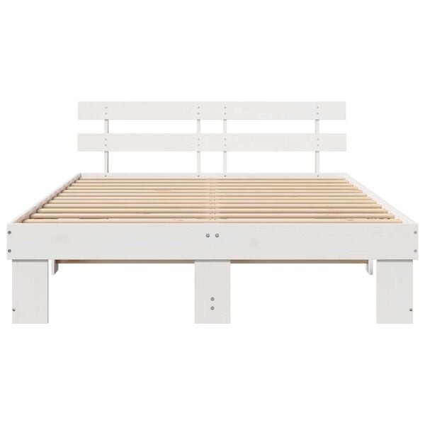 vidaXL Σκελετός Κρεβατιού Λευκό 150 x 200 cm Μασίφ ξύλο πεύκου