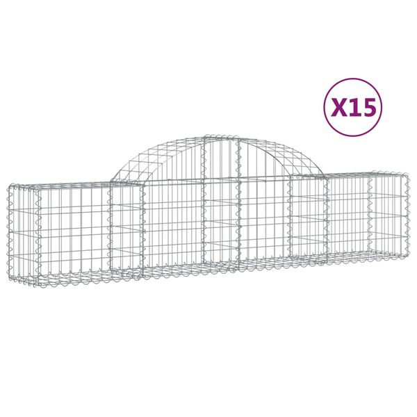 vidaXL Συρματοκιβώτια Τοξωτά 15 τεμ. 200x30x40/60 εκ. Γαλβαν. Ατσάλι