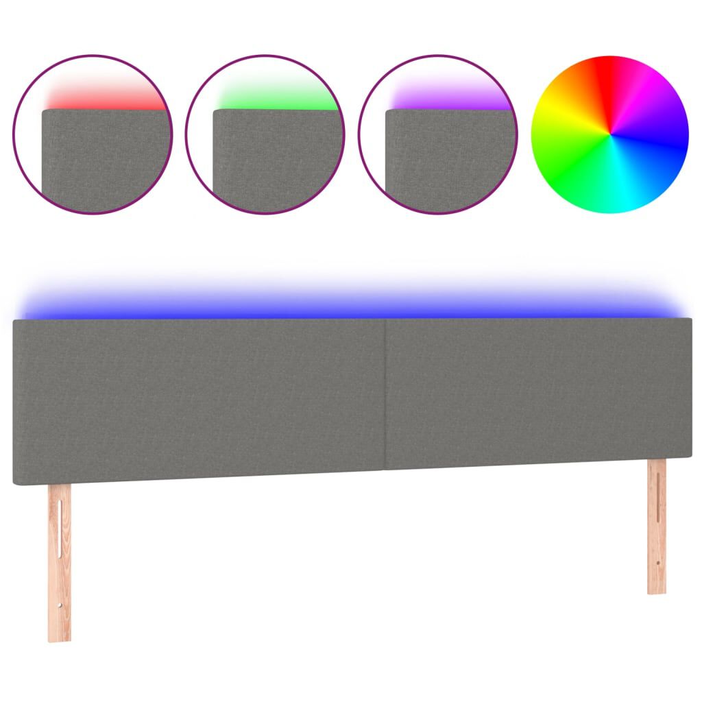 vidaXL Κεφαλάρι Κρεβατιού LED Σκούρο Γκρι 160x5x78/88 εκ. Υφασμάτινο