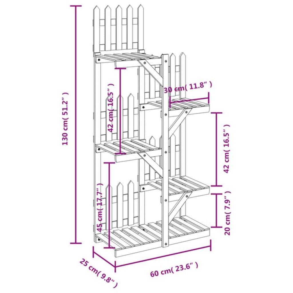 vidaXL Βάση Λουλουδιών 60x25x130 εκ. από Μασίφ Ξύλο Ελάτης