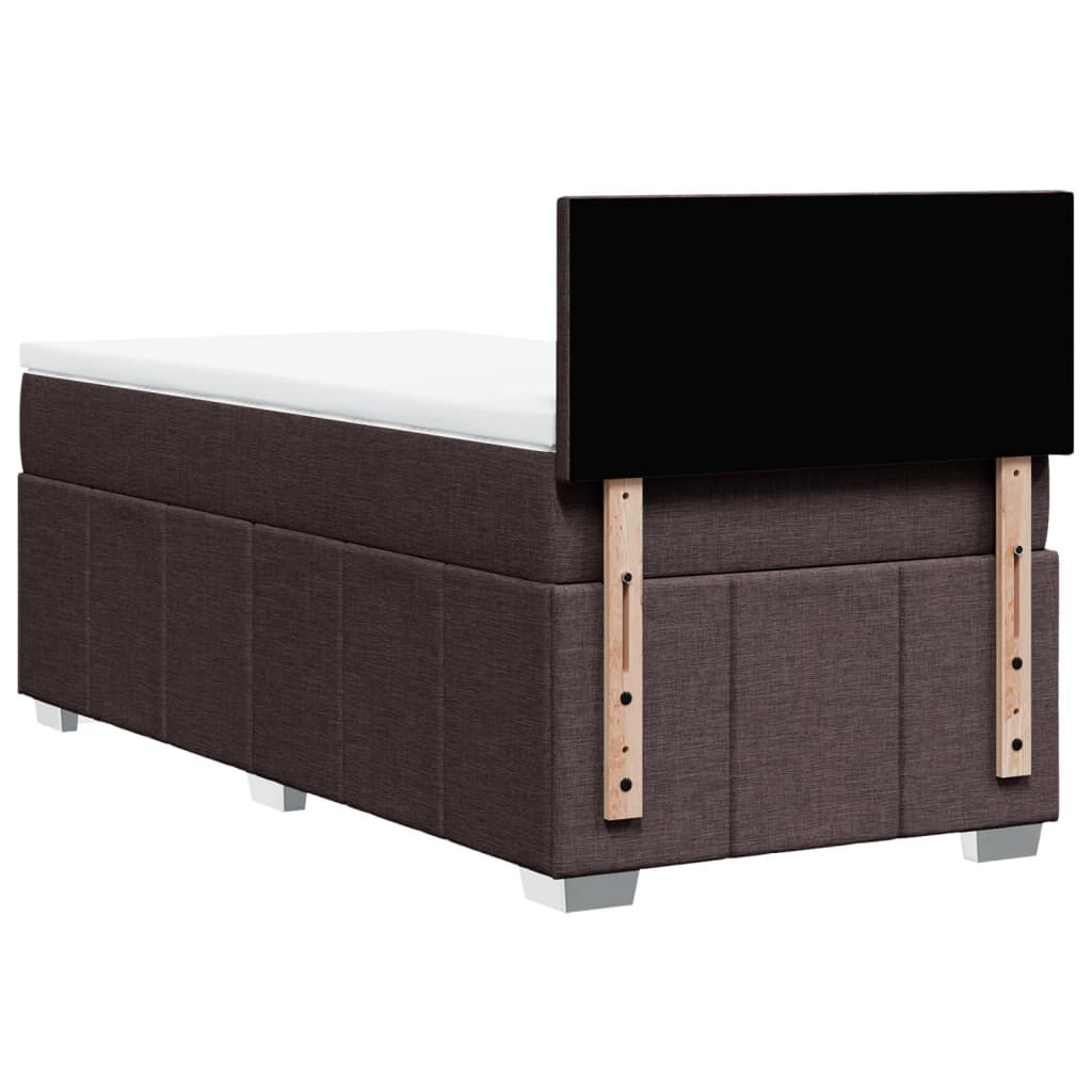 vidaXL Κρεβάτι Boxspring με Στρώμα Σκούρο Καφέ 90x190 εκ. Υφασμάτινο