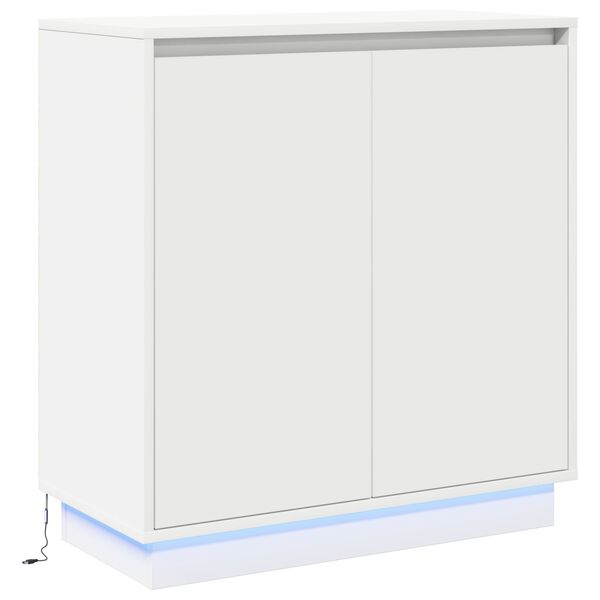 vidaXL LED Κομοδίνο Λευκό - 71x34,5x75 εκ., Φτιαγμένο από Επεξεργασμένο Ξύλο