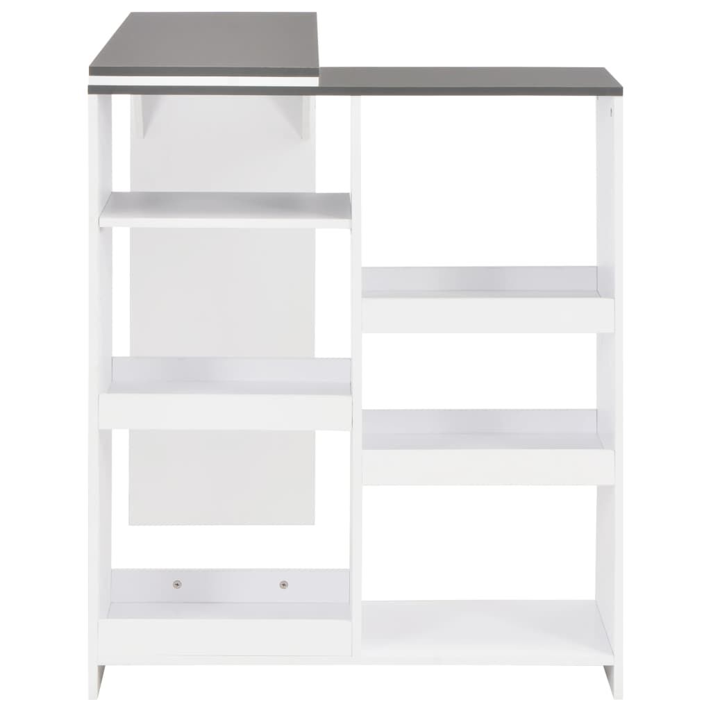 vidaXL Τραπέζι Μπαρ με Κινητή Ραφιέρα Λευκό 138 x 39 x 110 εκ.