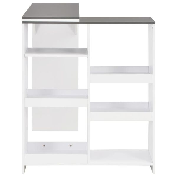 vidaXL Τραπέζι Μπαρ με Κινητή Ραφιέρα Λευκό 138 x 39 x 110 εκ.