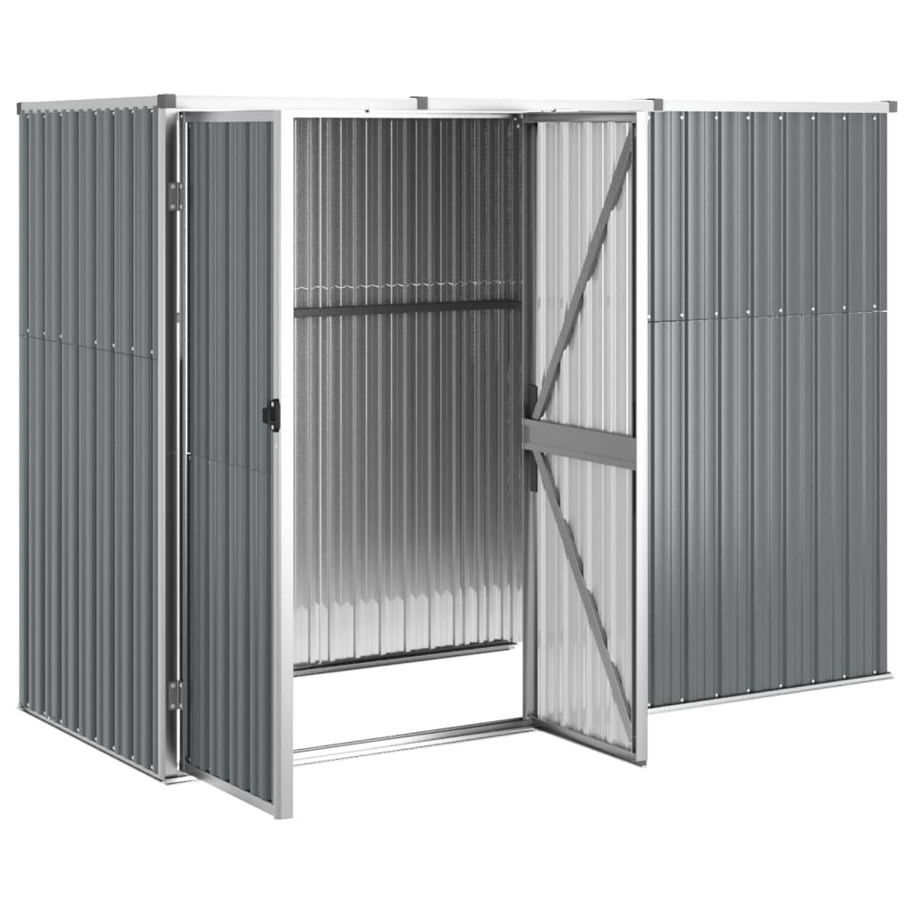 vidaXL Αποθήκη Εργαλείων Κήπου Γκρι 225 x 89 x 161 εκ. Γαλβαν. Ατσάλι