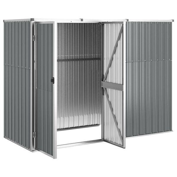 vidaXL Αποθήκη Εργαλείων Κήπου Γκρι 225 x 89 x 161 εκ. Γαλβαν. Ατσάλι