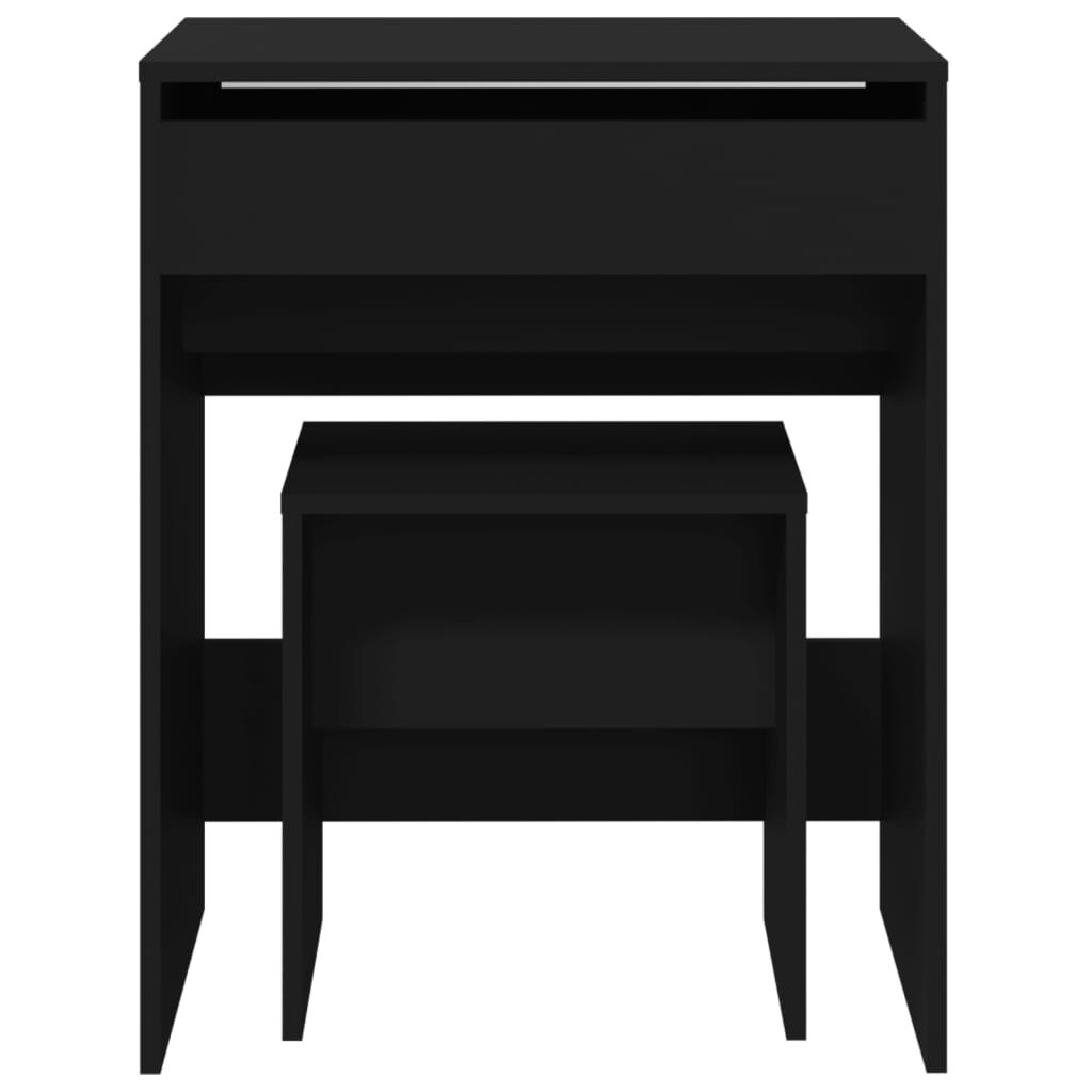vidaXL Μπουντουάρ και Σκαμπό Μαύρο 60 x 40 x 113,5 εκ.