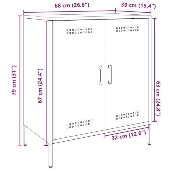 vidaXL Μπουφές Λευκός 68x39x79 εκ. από Ατσάλι