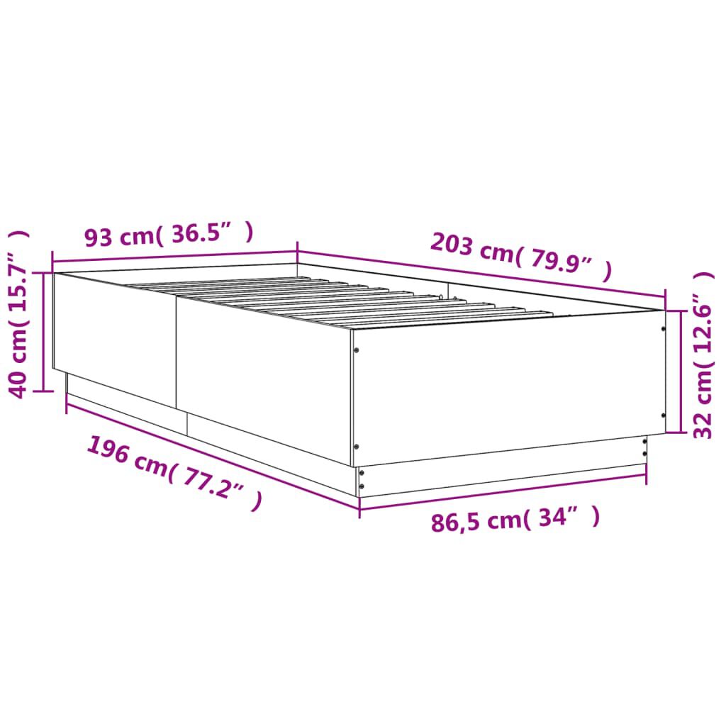 vidaXL Πλαίσιο Κρεβατιού Sonoma Δρυς 90x200 εκ. Επεξεργασμένο Ξύλο