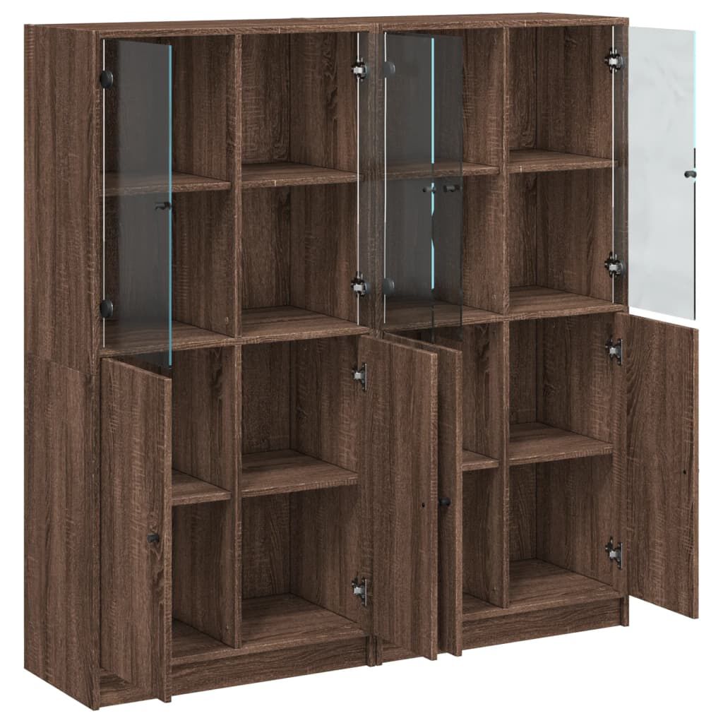 vidaXL Βιβλιοθήκη με Πόρτες Καφέ Δρυς 136x37x142 εκ. Επεξ. Ξύλο