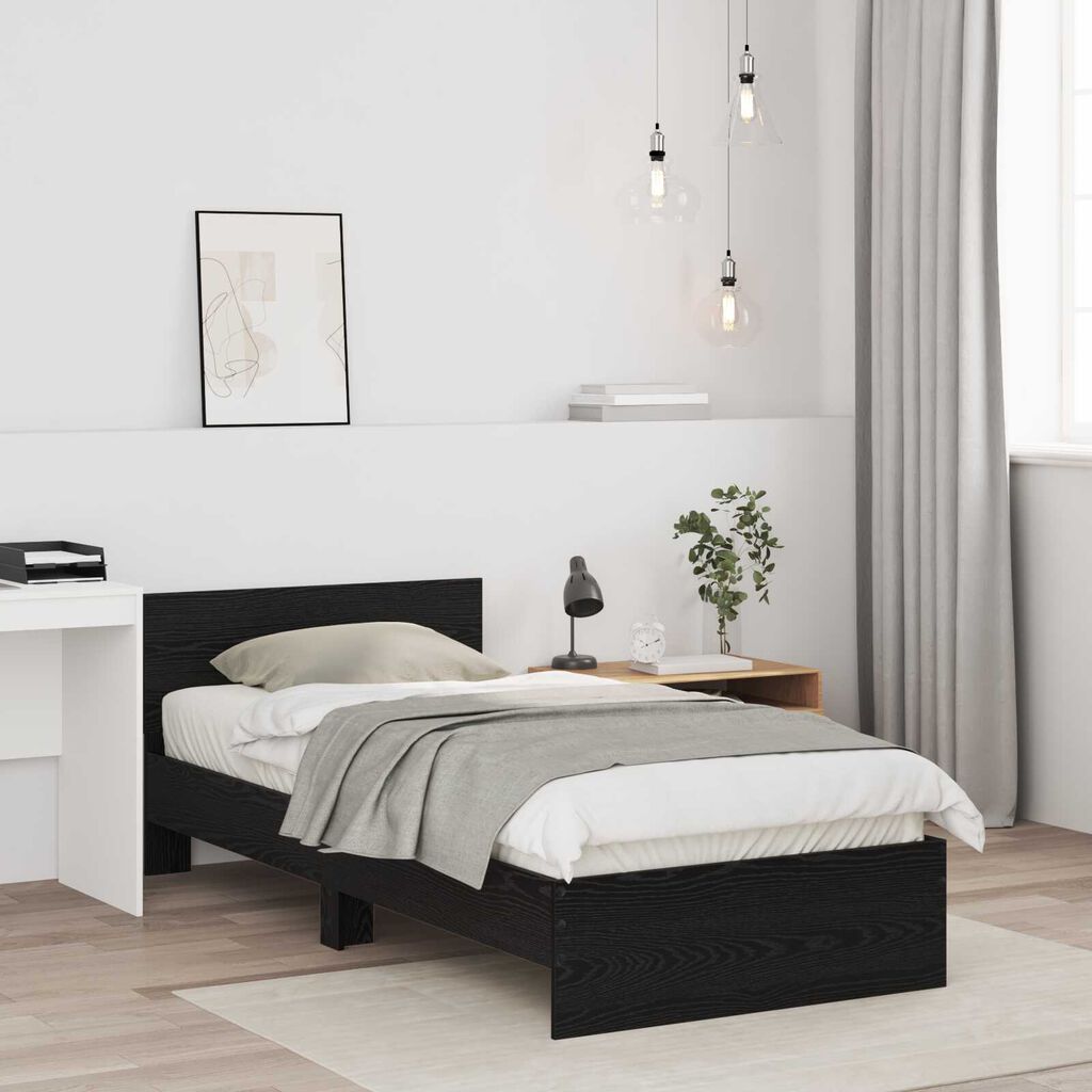 vidaXL Κρεβάτι Μαύρου Δρυός 90x190 εκ. Επεξεργασμένο Ξύλο
