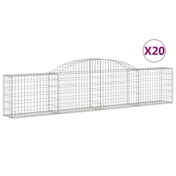 vidaXL Συρματοκιβώτια Τοξωτά 20 τεμ. 300x30x60/80 εκ. Γαλβαν. Ατσάλι