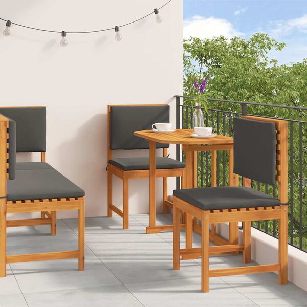vidaXL Σετ Μπιστρό Κήπου 4 pcs Καφέ Μασίφ ξύλο ακακίας