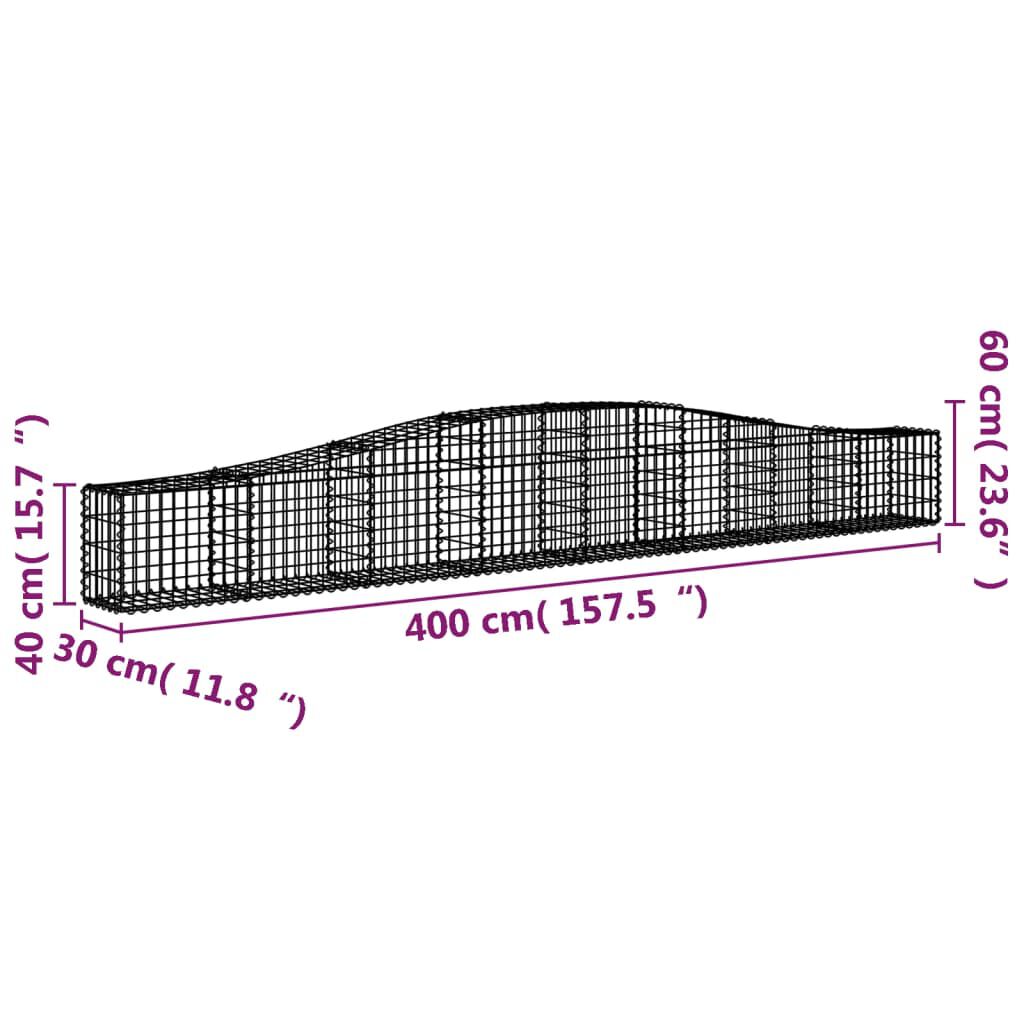 vidaXL Συρματοκιβώτιο Τοξωτό 400x30x40/60εκ. από Γαλβανισμένο Χάλυβα