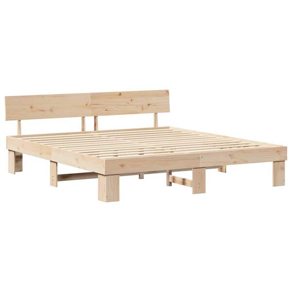 vidaXL Σκελετός Κρεβατιού Καφέ 200 x 200 cm Μασίφ ξύλο πεύκου