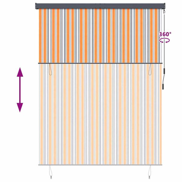 vidaXL Εξωτερικό ρολό Striped Κίτρινο και μπλε 200 x 250 εκ. ύφασμα