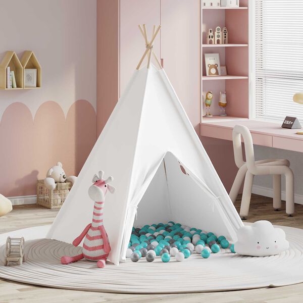 vidaXL Σκηνίτσα Teepee Λευκό 120 x 120 x 150 cm Υφάσμα, Πλαστικό
