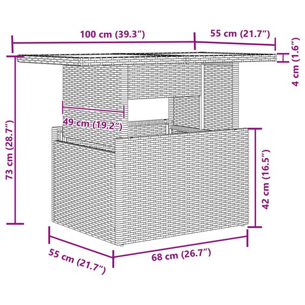 vidaXL Σετ Καναπέ Κήπου 10 pcs Μαύρο 100 x 55 x 73 εκ Πολυ ράταν
