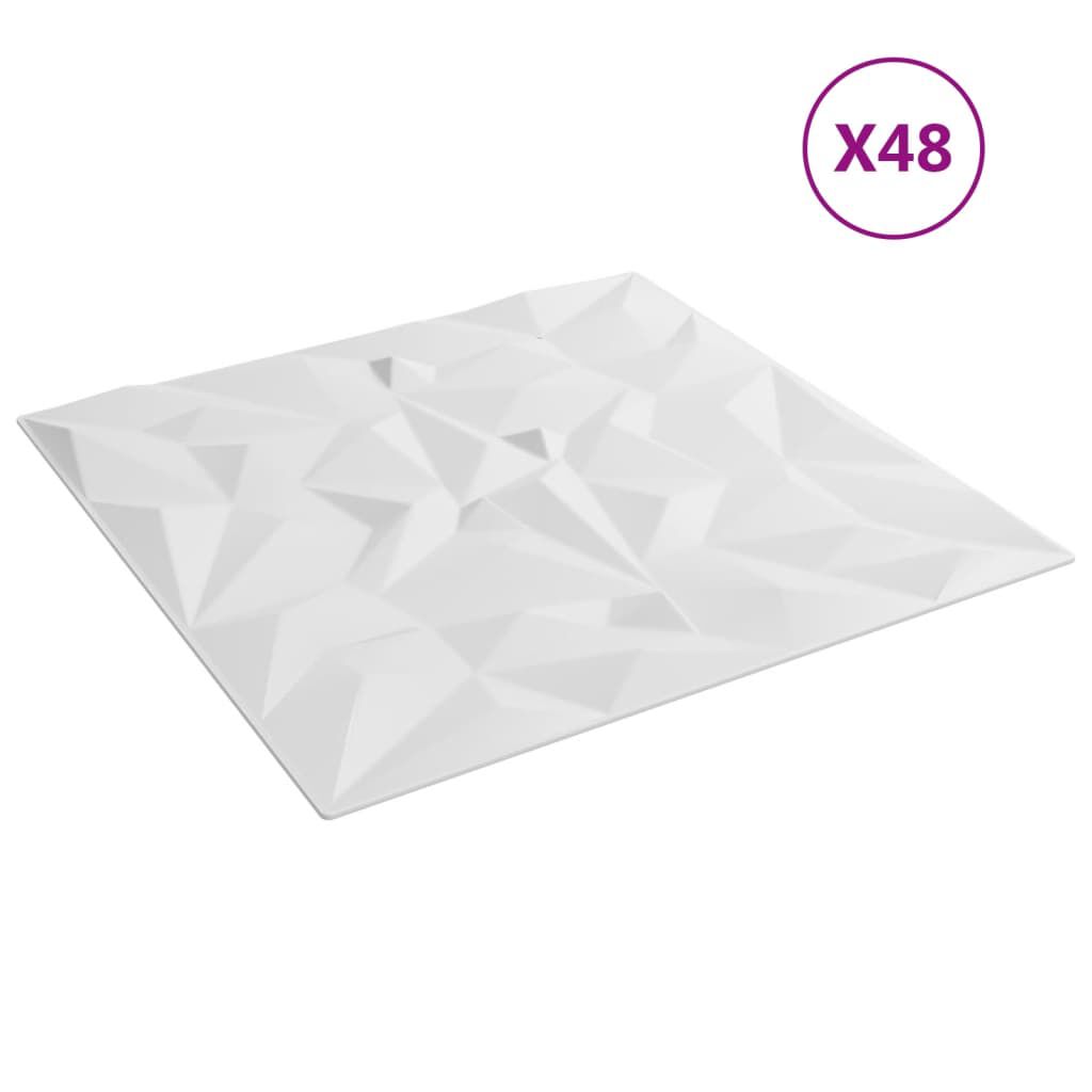vidaXL Πάνελ Τοίχου 48 τεμ. Λευκά Σχ. Αμέθυστου 50x50 εκ. 12μ² από XPS