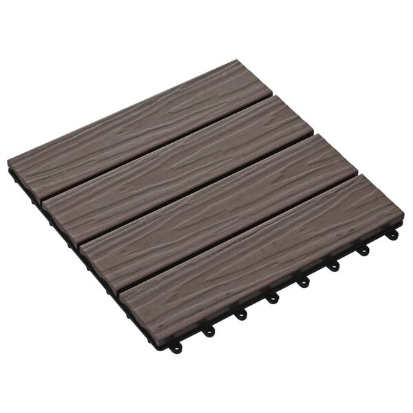 vidaXL Πλακάκια Deck 11 τεμ. Ανάγλυφα Σκούρο Καφέ 30x30 εκ. 1 μ² WPC