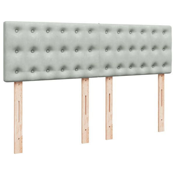 vidaXL Κρεβάτι Boxspring με Στρώμα Ανοιχτό Γκρι 140x190 εκ. Βελούδινο