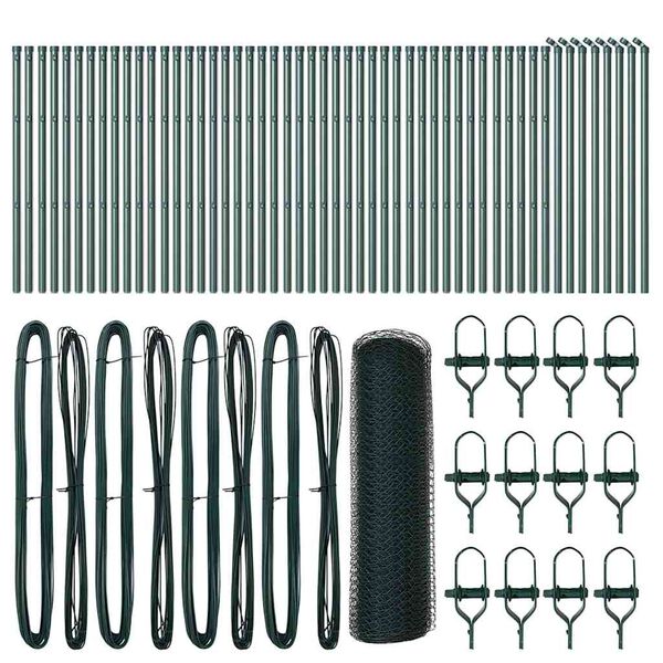 vidaXL Φράχτης με Στήλες. Πράσινο 0.5 x 100 μ Ατσάλι με επικάλυψη PVC