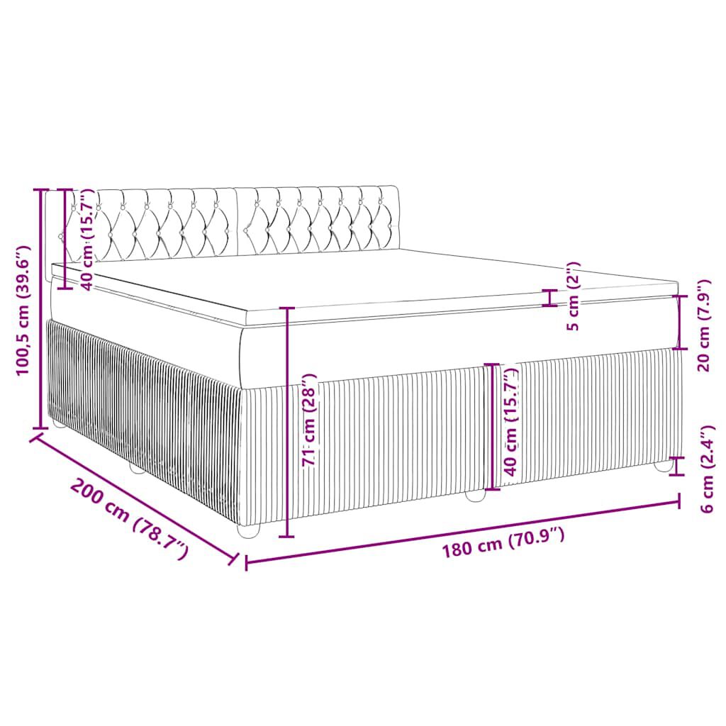 vidaXL Κρεβάτι Boxspring με Στρώμα Taupe 180x200 εκ. Υφασμάτινο