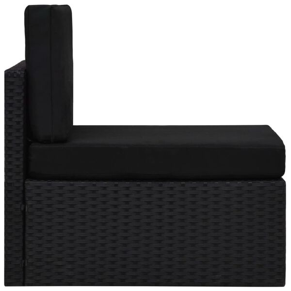 vidaXL Καναπές Μεσαίος Τμηματικός Μαύρος από Συνθετικό Ρατάν