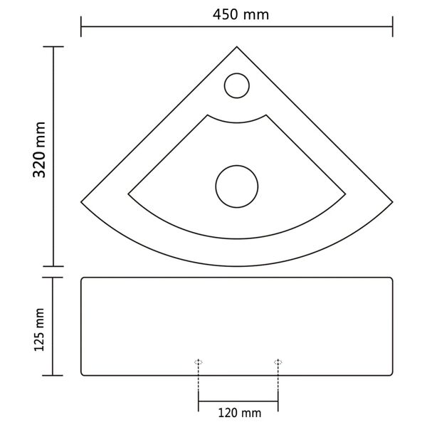 vidaXL Νιπτήρας με Οπή Υπερχείλισης Λευκός 45 x 32 x 12,5 εκ.