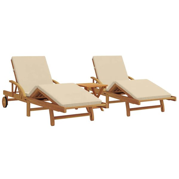 vidaXL Ξαπλώστρα 3 pcs Μπεζ 40 x 40 x 40εκ Μασίφ ξύλο ακακίας