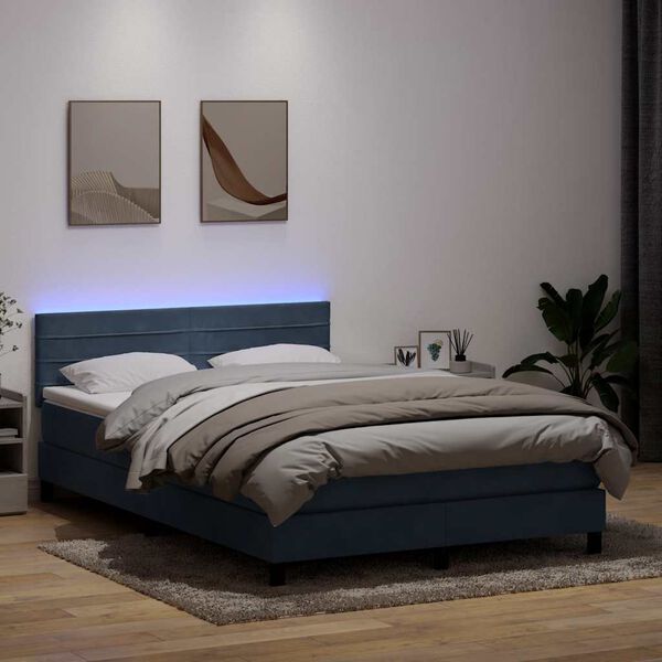 vidaXL &Kappa;&rho;&epsilon;&beta;ά&tau;&iota; Boxspring &mu;&epsilon; &Sigma;&tau;&rho;ώ&mu;&alpha; & LED &Sigma;&kappa;&omicron;ύ&rho;&omicron; &gamma;&kappa;&rho;&iota; 140x220 cm &Beta;&epsilon;&lambda;&omicron;ύ&delta;&iota;&nu;&omicron;
