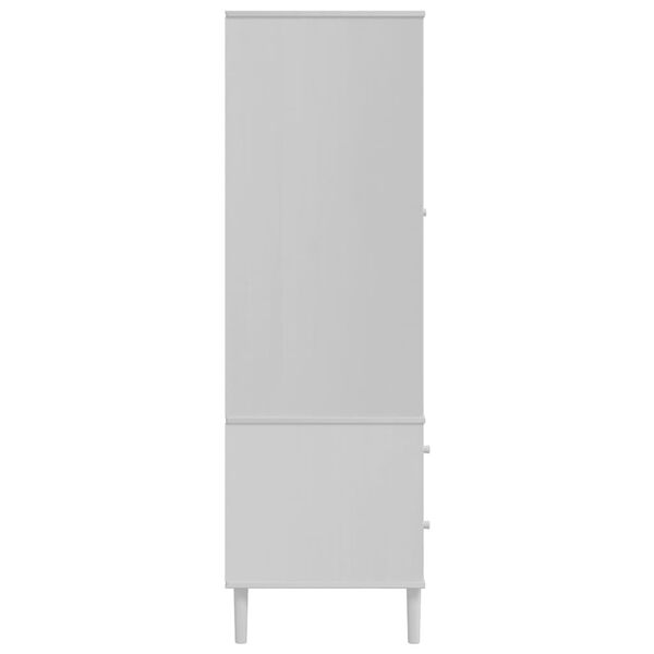 vidaXL Ντουλάπα SENJA Λευκό / Ρατάν 90 x 55 x 175εκ. Μασίφ Ξύλο Πεύκου