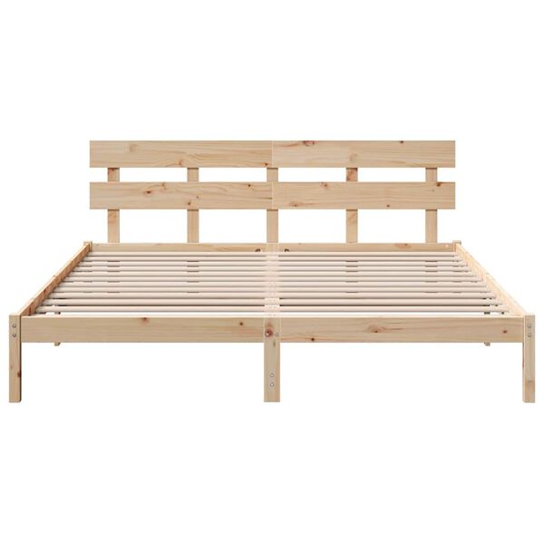 vidaXL Σκελετός Κρεβατιού Καφέ 200 x 200 cm Μασίφ ξύλο πεύκου