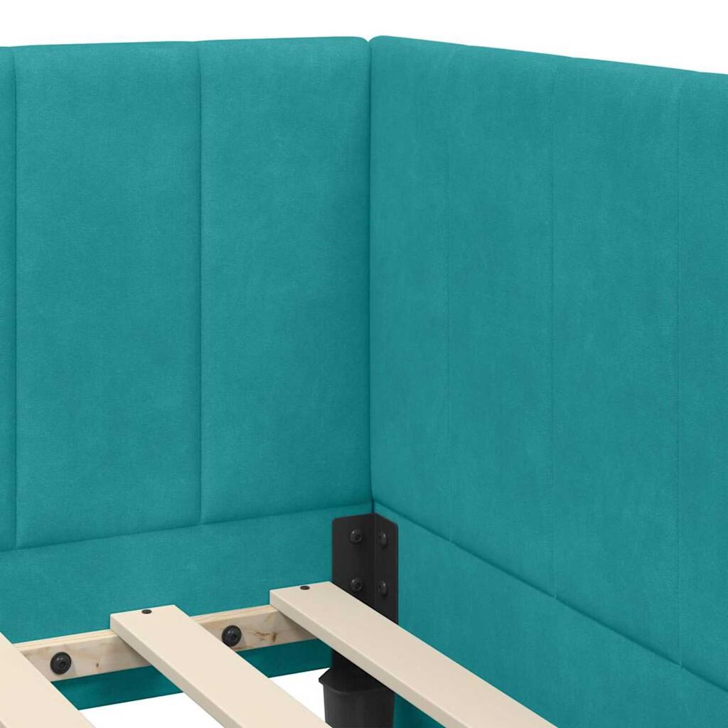 vidaXL Κρεβάτι Γωνίας με κεφαλάρι Τιρκουάζ 100 x 200 cm Βελούδο
