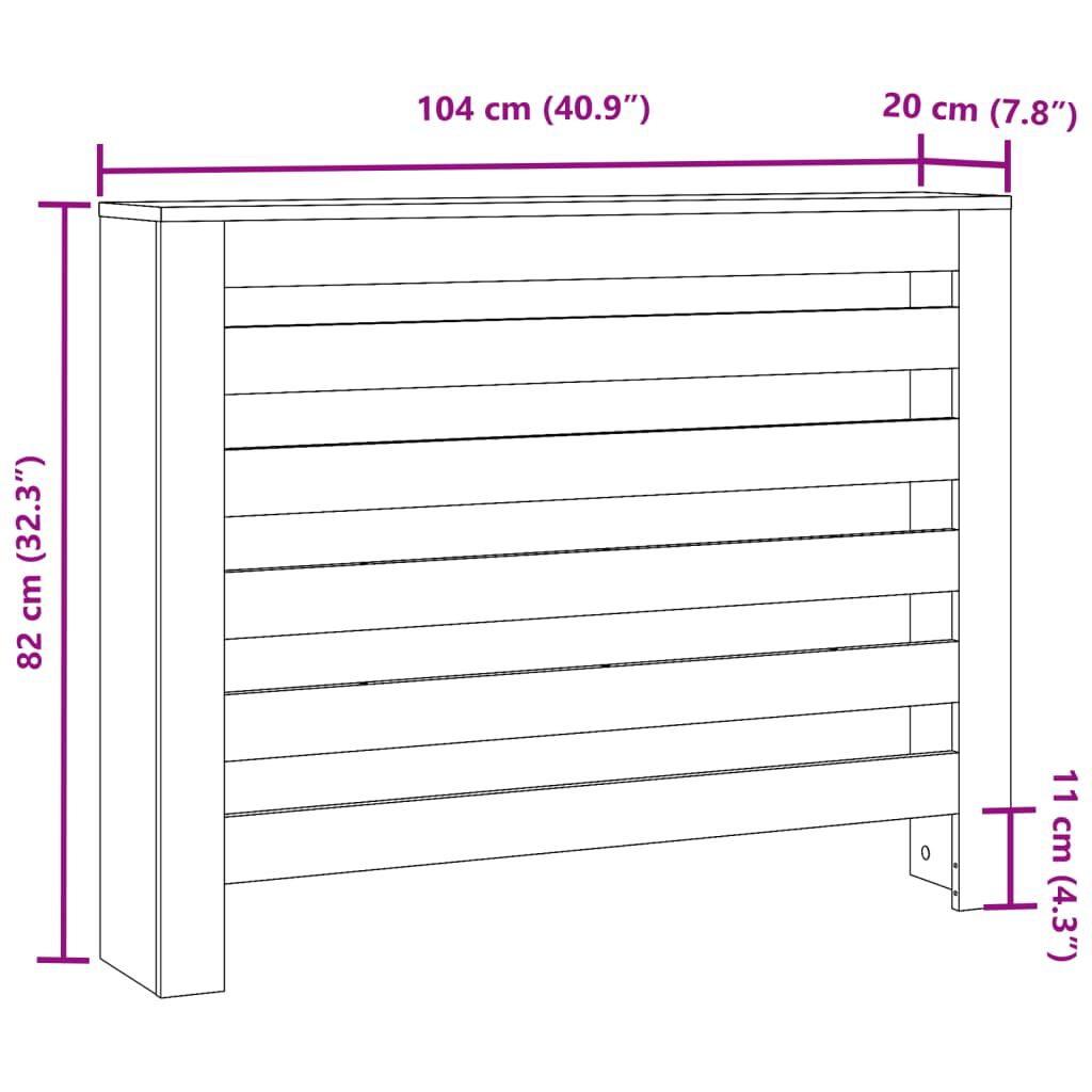 vidaXL Κάλυμμα Καλοριφέρ Αρτισιανή Δρυς 104x20x82εκ Επεξεργασμένο Ξύλο