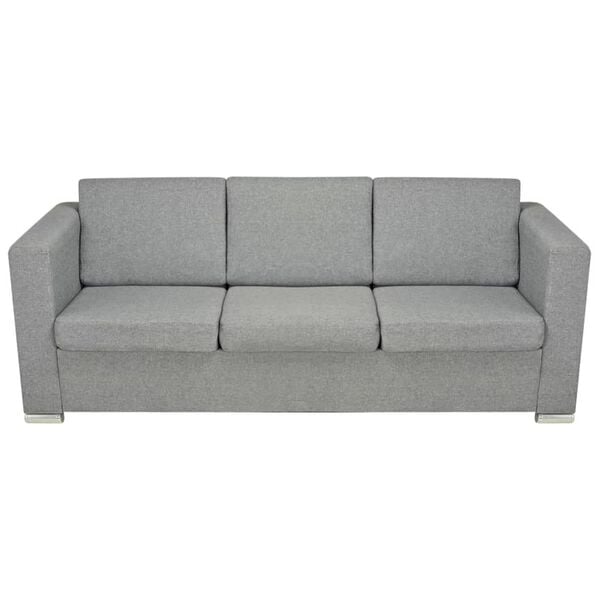 vidaXL Καναπές Τριθέσιος Ανοιχτό Γκρι Υφασμάτινος