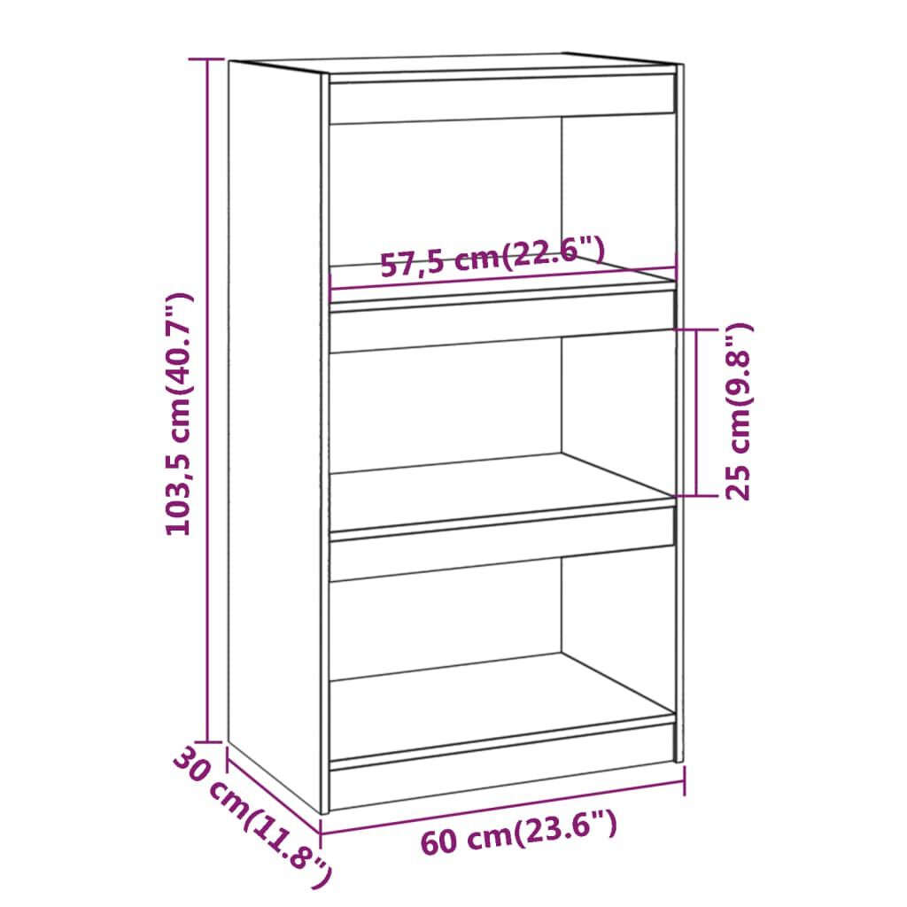 vidaXL Βιβλιοθήκη/Διαχωριστικό Χώρου Μαύρη 60x30x103,5 εκ. Μασίφ Πεύκο