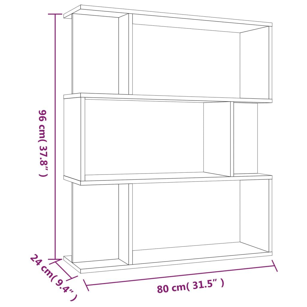 vidaXL Βιβλιοθήκη/Διαχωρ. Χώρου Καπνιστή Δρυς 80x24x96 εκ. Επεξ. Ξύλο