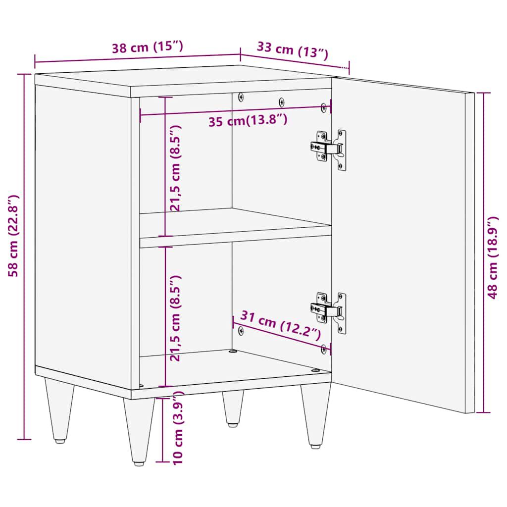 vidaXL Ντουλάπι Μπάνιου 38 x 33 x 58 εκ. από Μασίφ Ξύλο Μάνγκο