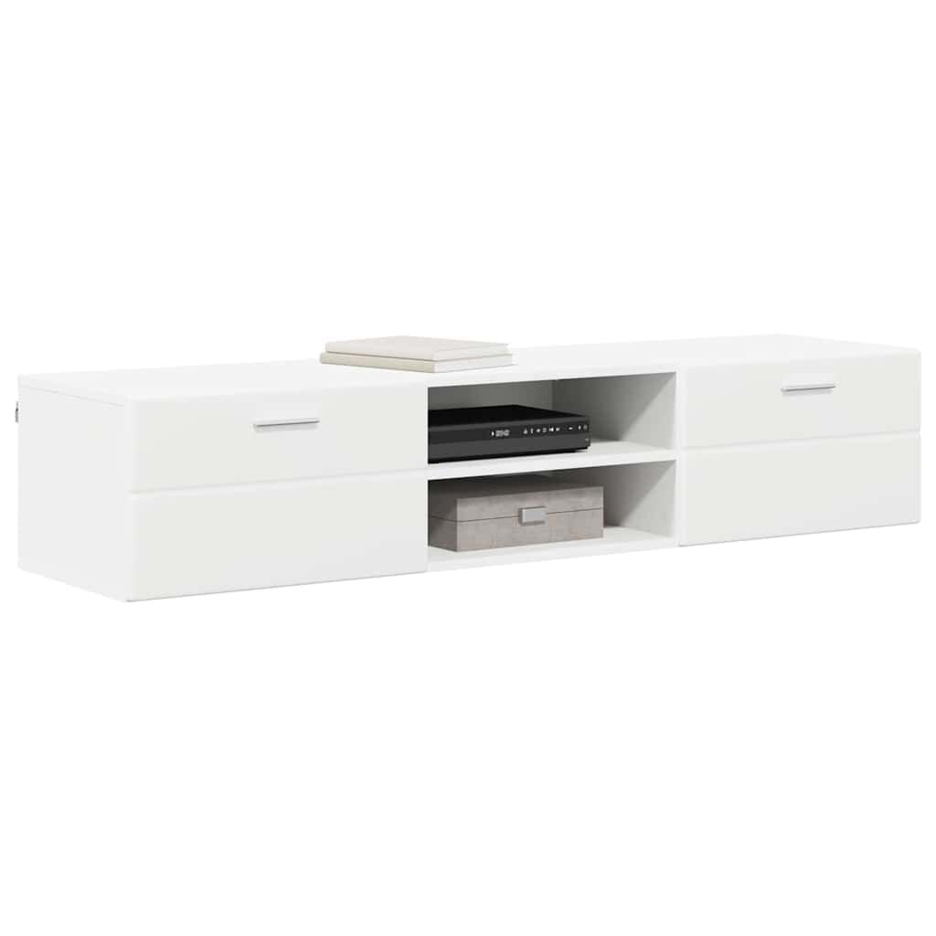 vidaXL Ντουλάπι TV με ράφι Λευκό 150 x 39 x 30 εκ Επεξεργασμένο ξύλο