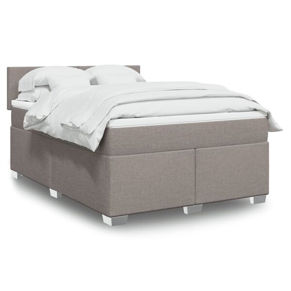 vidaXL &Kappa;&rho;&epsilon;&beta;ά&tau;&iota; Boxspring &mu;&epsilon; &Sigma;&tau;&rho;ώ&mu;&alpha; Taupe 140x200 &epsilon;&kappa;. &Upsilon;&phi;&alpha;&sigma;&mu;ά&tau;&iota;&nu;&omicron;