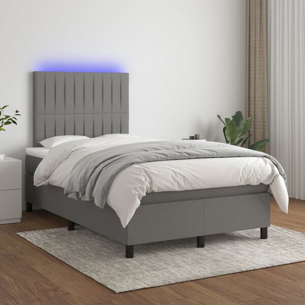 vidaXL &Kappa;&rho;&epsilon;&beta;ά&tau;&iota; Boxspring &mu;&epsilon; &Sigma;&tau;&rho;ώ&mu;&alpha; & LED &Sigma;&kappa;.&Gamma;&kappa;&rho;&iota; 120x200 &epsilon;&kappa; &Upsilon;&phi;&alpha;&sigma;&mu;ά&tau;&iota;&nu;&omicron;
